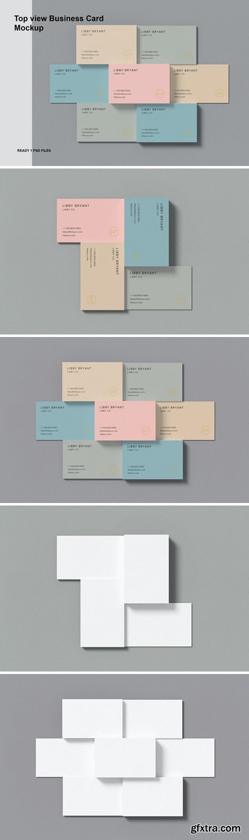 Top view Combined Business Card Mockup