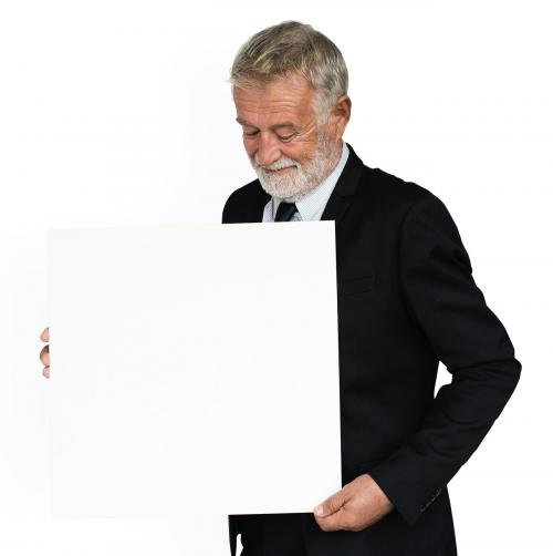 Caucasian Man Showing Presenting Document - 5637