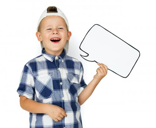 Caucasian Little Boy Holding Chatbox Papercraft - 5684