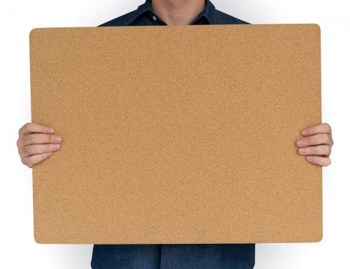 Man Holding Cork Board Copy Space Concept - 5730