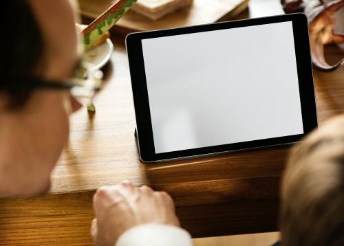 Boy Using Copyspace Digital Device on the Living Room - 5796