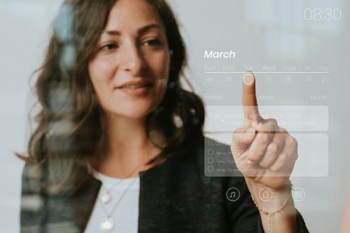 Woman pressing her finger to a screen mockup - 1213888