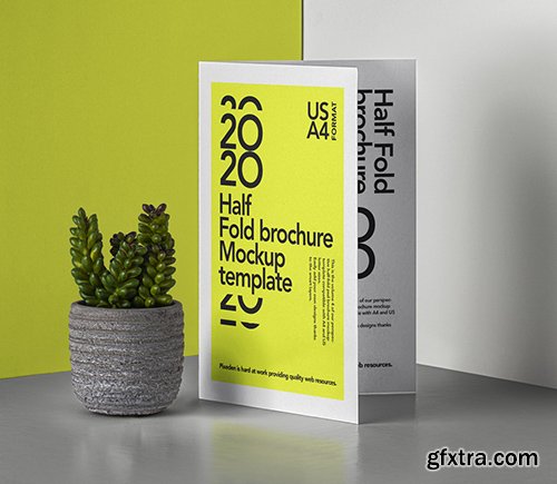 Classic Psd Half Fold Brochure Mockup