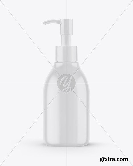 Glossy Cosmetic Bottle with Pump Mockup 64041