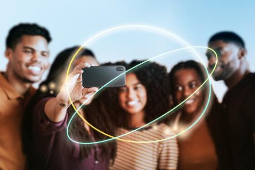 Group of black people taking a selfie mockup - 1223929