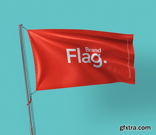 Waving Brand Psd Flag Mockup