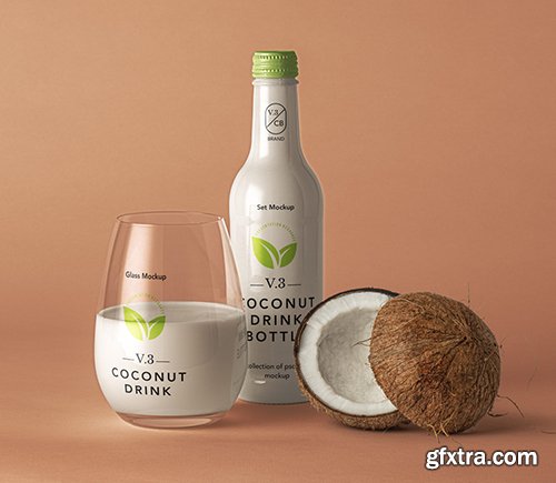 Coconut Drink Psd Bottle Mockup