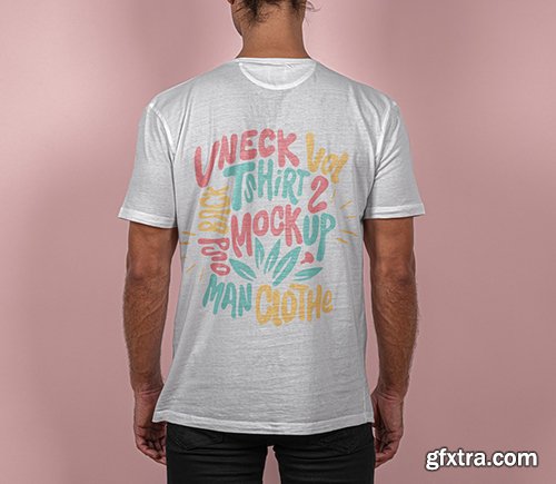 Back V-Neck Psd T-Shirt Mockup