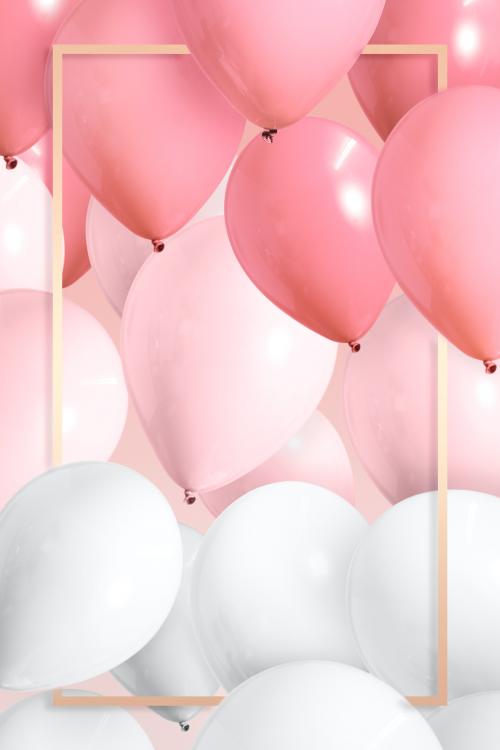 Golden frame balloons on a pink background - 1224727