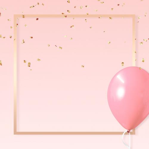 Golden frame balloons on a pink background - 1224750