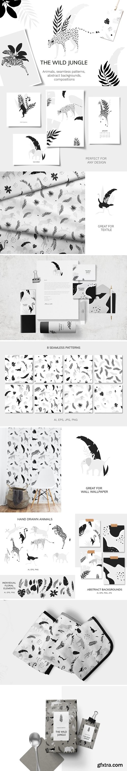 CreativeMarket - Jungle animals vector set 4807845