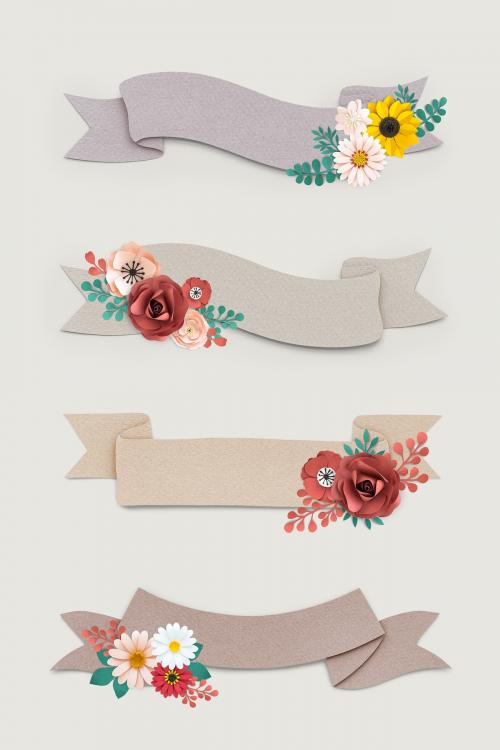 Floral banner design vector set - 1202489