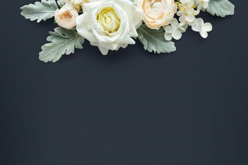 White flowers pattern on navy blue background mockup - 1204184