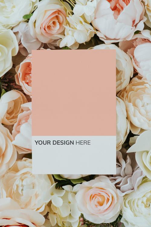 Blank card on flowers template mockup - 1204275