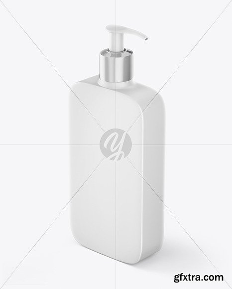 Matte Plastic Square Cosmetic Bottle with pump mockup 63758