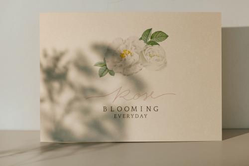 Rose blooming everyday card with plant shadow template - 1204296