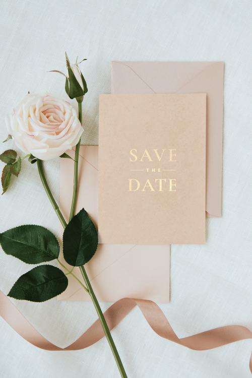 Botanical wedding invitation card mockup - 1204301