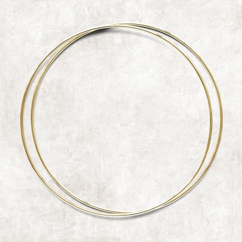 Round gold frames on beige marble background - 1204329