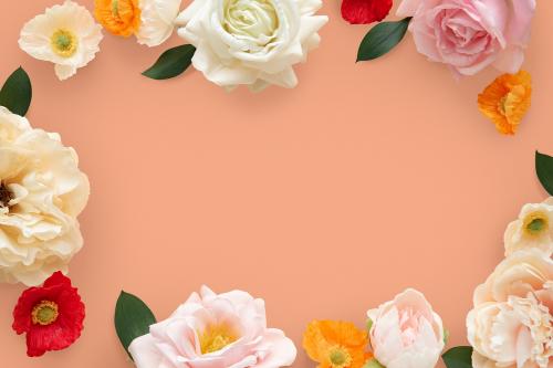 Pastel flowers on orange background - 1204348