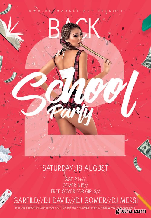 Back 2 school party event - Premium flyer psd template