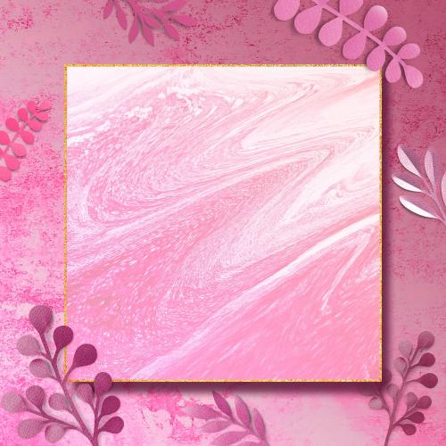 Blank pink leafy frame vector - 1208942