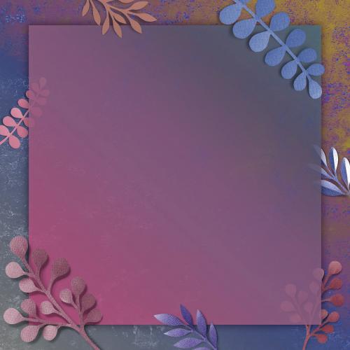 Blank colorful square leafy frame vector - 1208950