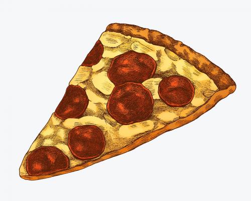 Hand drawn pepperoni pizza slice illustration - 1209050