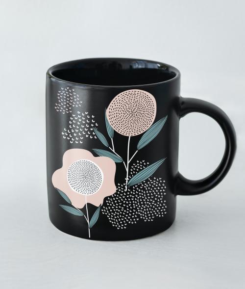 Black painted coffee cup mockup - 1210099