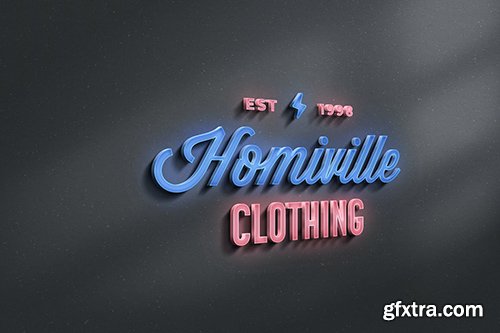 Neon Sign 3D Logo Mockup