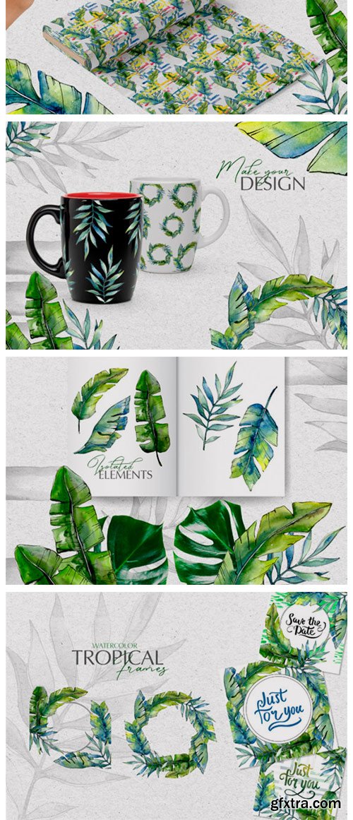 Tropical Forest Watercolor PNG 4757541