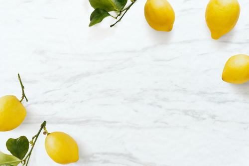 Fresh lemons on white marble background flatlay - 1198160