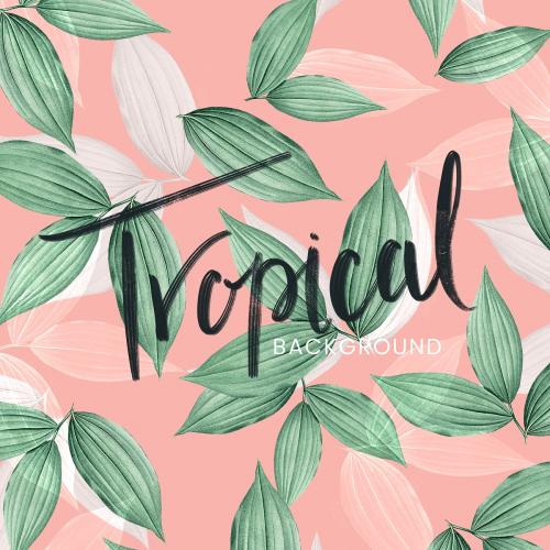 Pink tropical leafy background illustration - 1200082