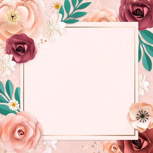 Square paper craft flower frame template illustration - 1201311