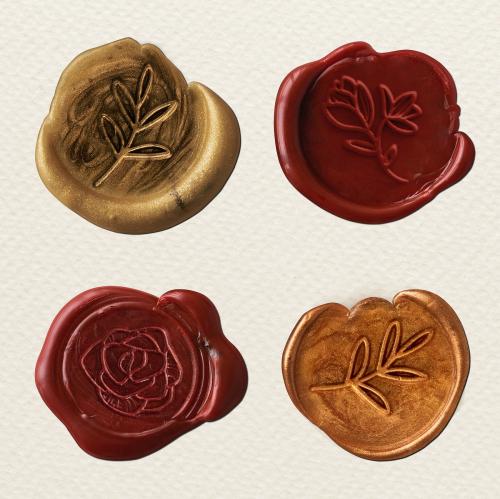 Vintage botanical wax seal stamp collection - 1201888