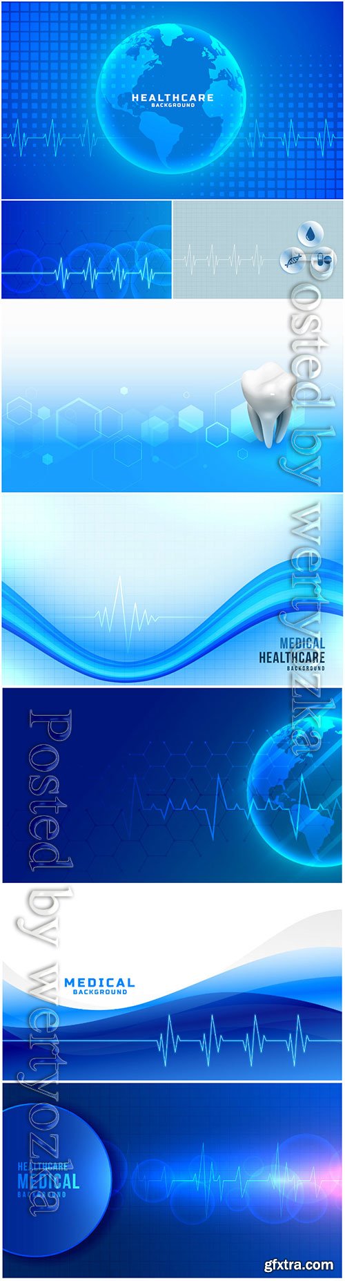 Global healthcare medical vector background blue color theme