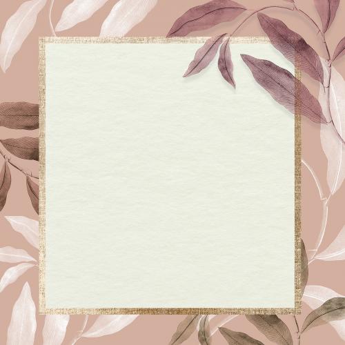 Golden frame on leafy background mockup - 2096978