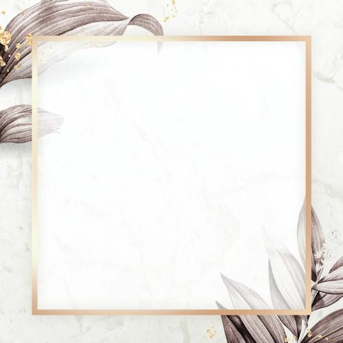 Golden frame on leafy background mockup - 2097194