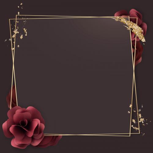 Luxurious flower and gold frame mockup - 2105396