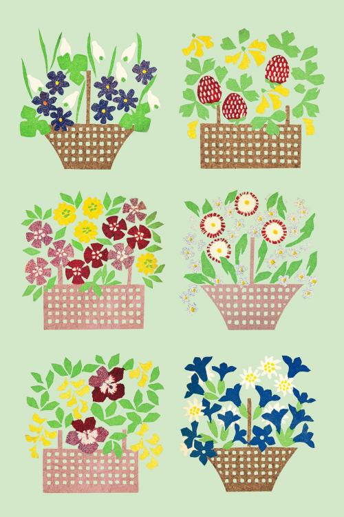 Basket of flowers pack mockup - 2194156