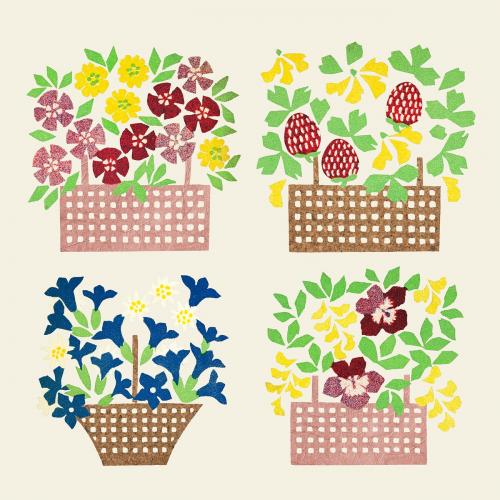 Basket of flowers pack mockup - 2194157