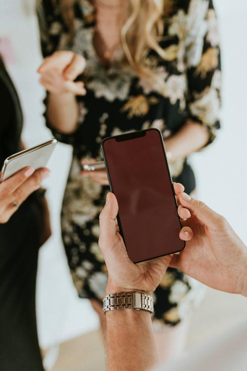 Closeup businessman using mobile phone mockup - 2203509