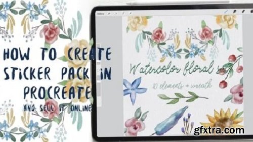 How to create watercolor digital sticker pack in Procreate + free brush