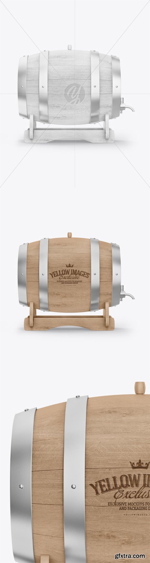 Wooden Barrel on Stand Mockup 64239