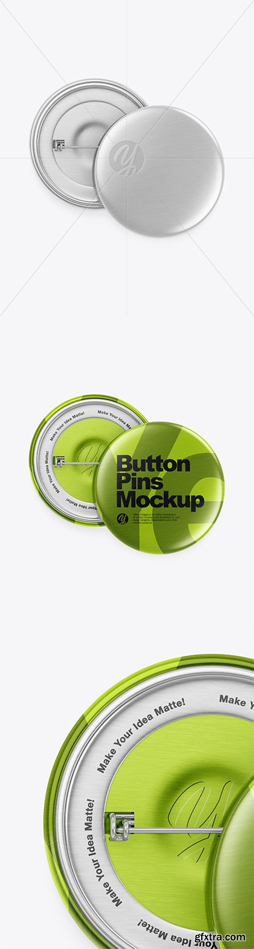 Two Metallic Button Pins Mockup 64135