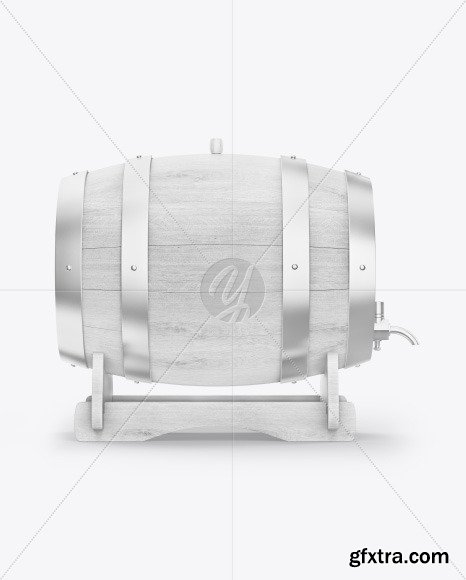 Wooden Barrel on Stand Mockup 64239