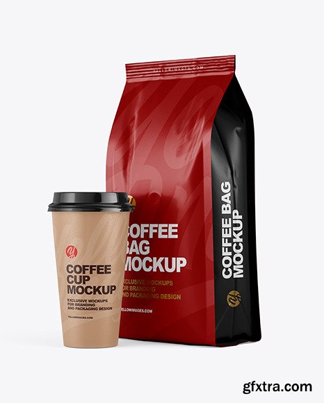 Matte Bag with Coffee Cup Mockup 64769