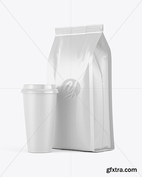 Matte Bag with Coffee Cup Mockup 64769