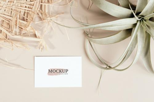 Business card decorated with woven and dried grass mockup - 2254612