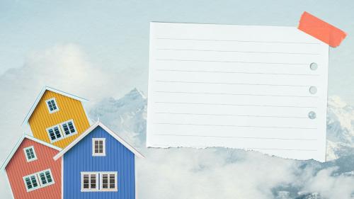 Notepaper mockup on colorful cabins background - 2256902