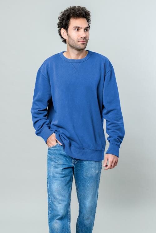 Casual man in blue sweater and jeans mockup - 2291198